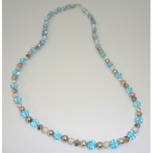 Silver and Blue Crystal Necklace